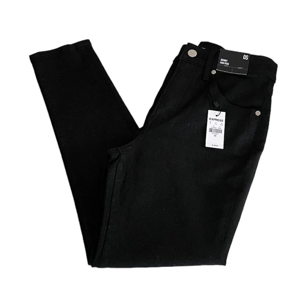 Express Black Shimmer Glitter Skinny High Rise Jeans Women’s 0S (zero short)